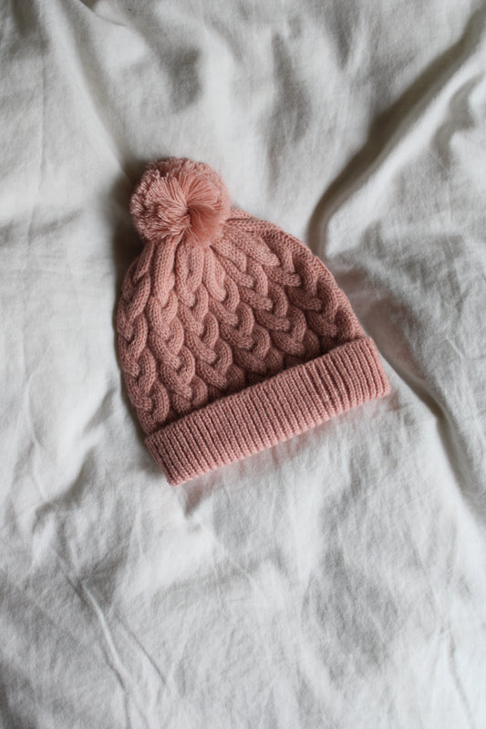 Neu: Baby-Beanie aus Merinowolle - rosé