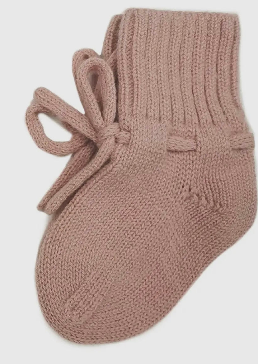 Natürliche Babyschuhe aus 100% Merinowolle - rosé